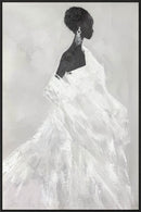 "Elegant Silhouette II" Hand-Painted With Rocks In Frame - Black / Gray