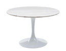 Steve Silver Colfax Round White Marble Top Dining Table in White