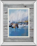 Along The Quay By Fitsimmons, A. - Mirror Framed Print Wall Art - Blue