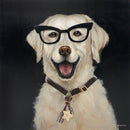 Cheerful Scholar Pup - 25" x 25" Framed Wall Art