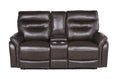 Steve Silver Fortuna Leather Dual Power Reclining Console Loveseat in Coffee