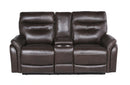 Steve Silver Fortuna Leather Dual Power Reclining Console Loveseat in Coffee