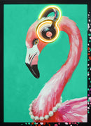 Groovy Flamingo Glow - 21" x 29" Framed Wall Art