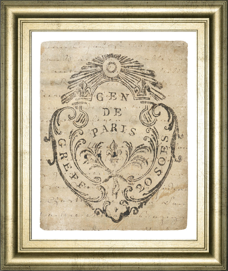 Letter Crest IIa Vintage V2 By Wild Apple Portfolio - Framed Print Wall Art - Pearl Silver