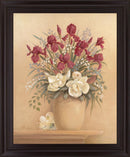 Burgundy Blossom Harmony - 28" x 34" Framed Wall Art