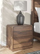 Fortlorn - Two Drawer Night Stand - Walnut Brown