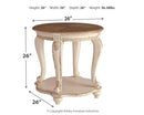 Realyn - Round End Table - White / Brown