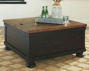 Valebeck - Lift Top Cocktail Table - Black / Brown