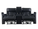 Steve Silver Lavon Dual Power Leatherette Console Loveseat in Midnight