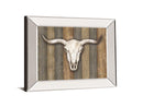 Cow Skull Il By Marla Rae - Mirror Framed Print Wall Art - Dark Brown