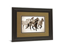 Painted Horses Run By Carol Walker - Framed Print Wall Art - Dark Brown