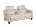 Steve Silver Giorno Dual Power Leather Console Loveseat in Ivory