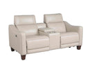 Steve Silver Giorno Dual Power Leather Console Loveseat in Ivory