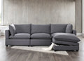 Cloud2 Linen Stationary Sectional with Storage Ottoman