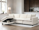 Cloud2 Linen Stationary Sectional with Storage Ottoman