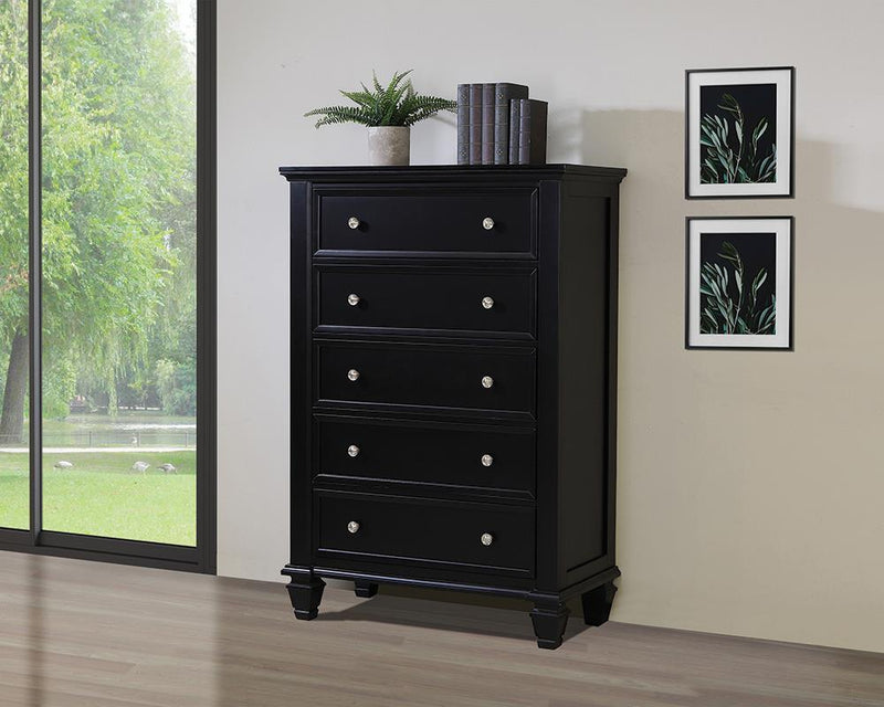 Sandy Beach Black Five Drawer Chest - Austin's Furniture Depot (Austin,TX)