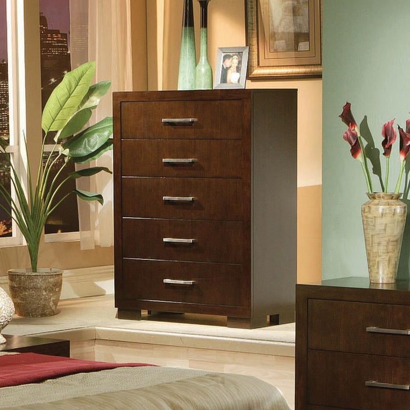 Jessica Cappuccino Five Drawer Chest - Austin's Furniture Depot (Austin,TX)