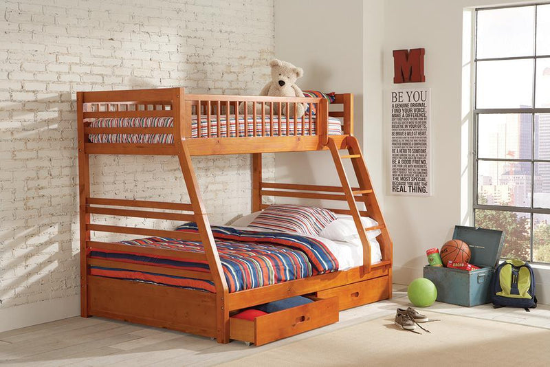 Ashton Honey Twin over Full Bunk Bed - Austin's Furniture Depot (Austin,TX)