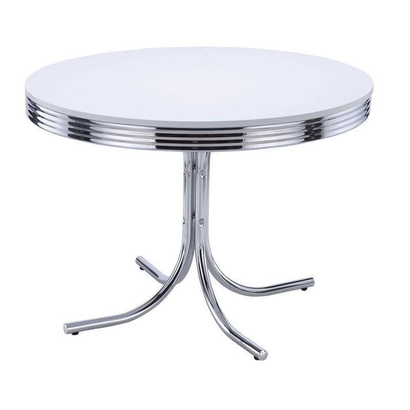 Retro White and Chrome Dining Table - Austin's Furniture Depot (Austin,TX)