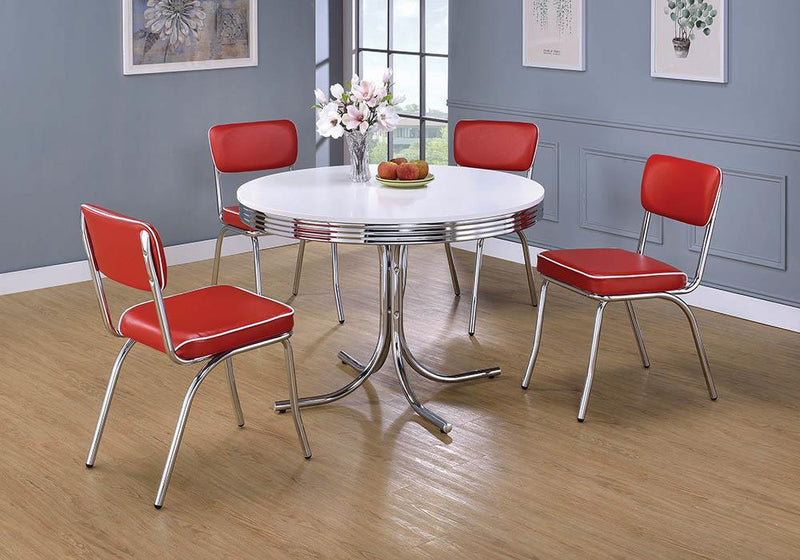 Retro White and Chrome Dining Table - Austin's Furniture Depot (Austin,TX)