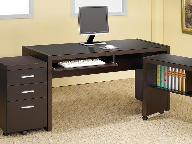 Skylar Contemporary Cappuccino Computer Desk With Keyboard Tray - Austin's Furniture Depot (Austin,TX)