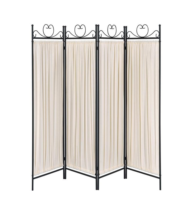 Traditional Black and Gold Four Panel Folding Screen - Austin's Furniture Depot (Austin,TX)