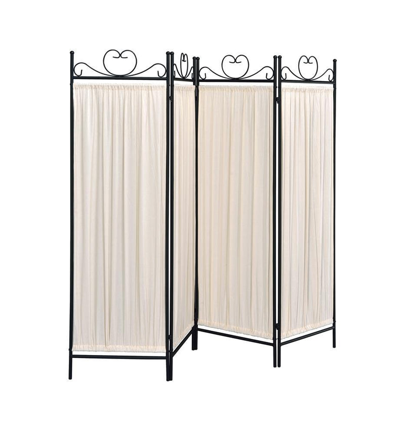 Traditional Black and Gold Four Panel Folding Screen - Austin's Furniture Depot (Austin,TX)