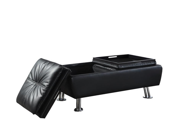 Dilleston Contemporary Black Ottoman - Austin's Furniture Depot (Austin,TX)