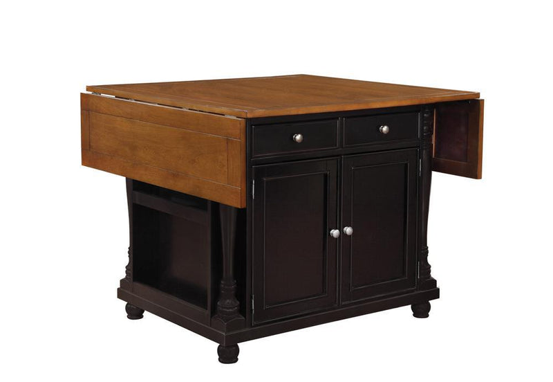 Slater Country Cherry and Black Kitchen Island - Austin's Furniture Depot (Austin,TX)