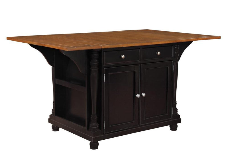 Slater Country Cherry and Black Kitchen Island - Austin's Furniture Depot (Austin,TX)