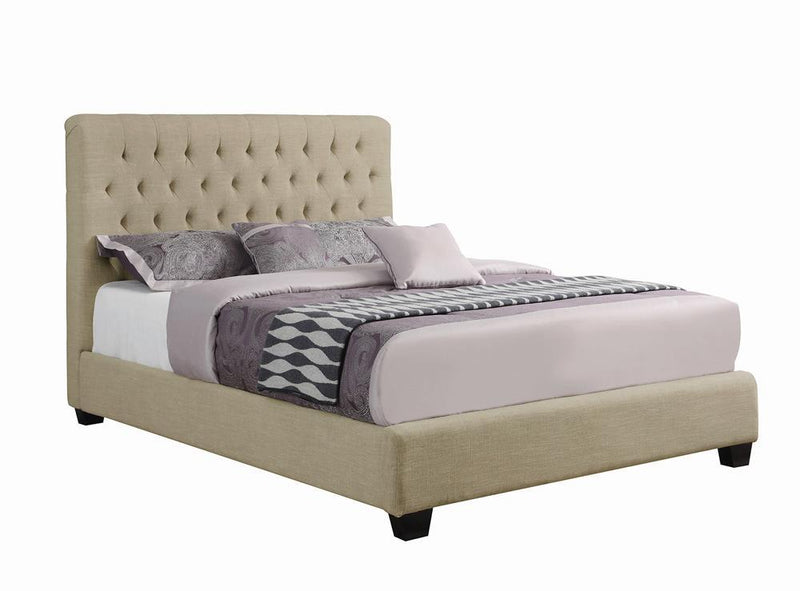 Chloe Transitional Oatmeal Upholstered Queen Bed - Austin's Furniture Depot (Austin,TX)