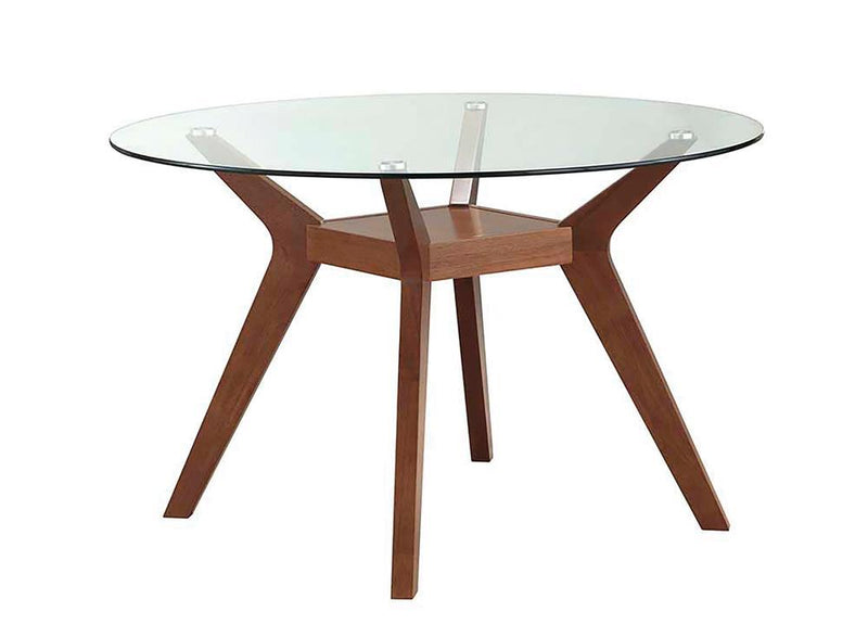 Paxton Mid Century Modern Nutmeg Glass Dining Table - Austin's Furniture Depot (Austin,TX)