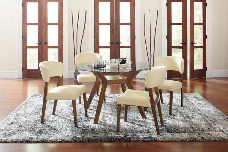 Paxton Mid Century Modern Nutmeg Glass Dining Table - Austin's Furniture Depot (Austin,TX)