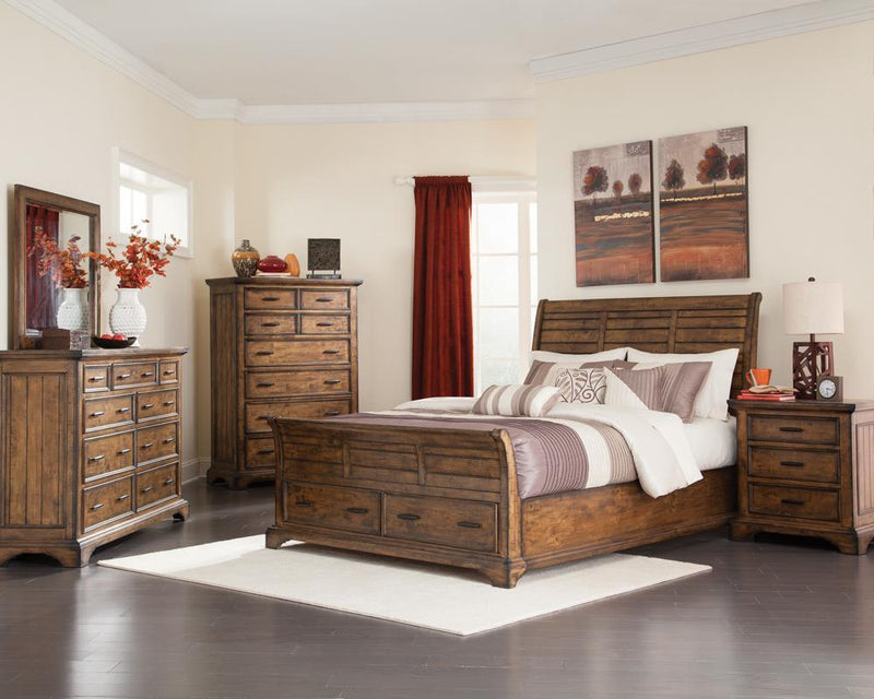 Elk Grove Rustic Vintage Bourbon Eastern King Bed - Austin's Furniture Depot (Austin,TX)