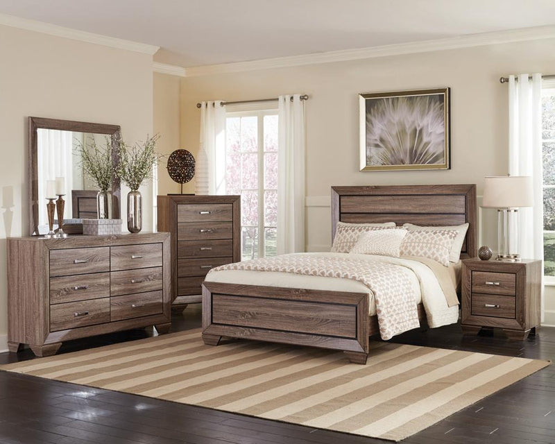 Kauffman Transitional Washed Taupe California King Bed - Austin's Furniture Depot (Austin,TX)