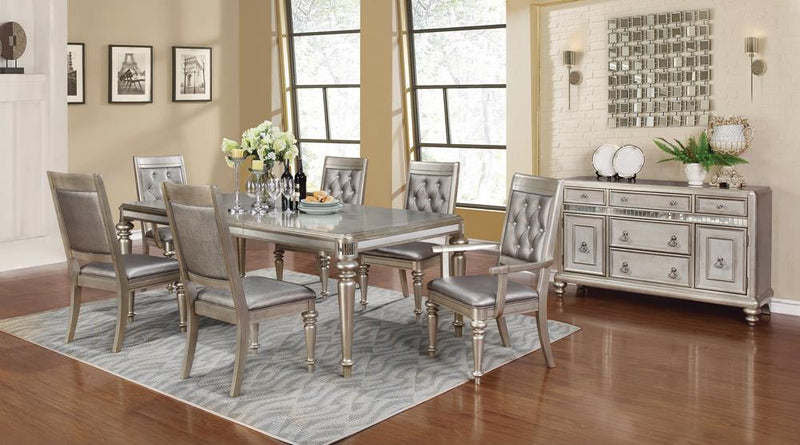 Bling Game Hollywood Glam Metallic Platinum Dining Table - Austin's Furniture Depot (Austin,TX)