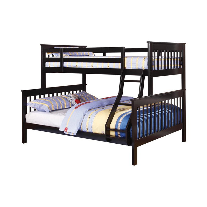 Chapman Transitional Black Twin over Full Bunk Bed - Austin's Furniture Depot (Austin,TX)