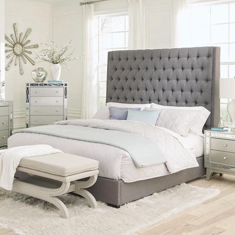 Camille Grey Upholstered Queen Bed - Austin's Furniture Depot (Austin,TX)