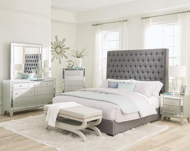 Camille Grey Upholstered Queen Bed - Austin's Furniture Depot (Austin,TX)