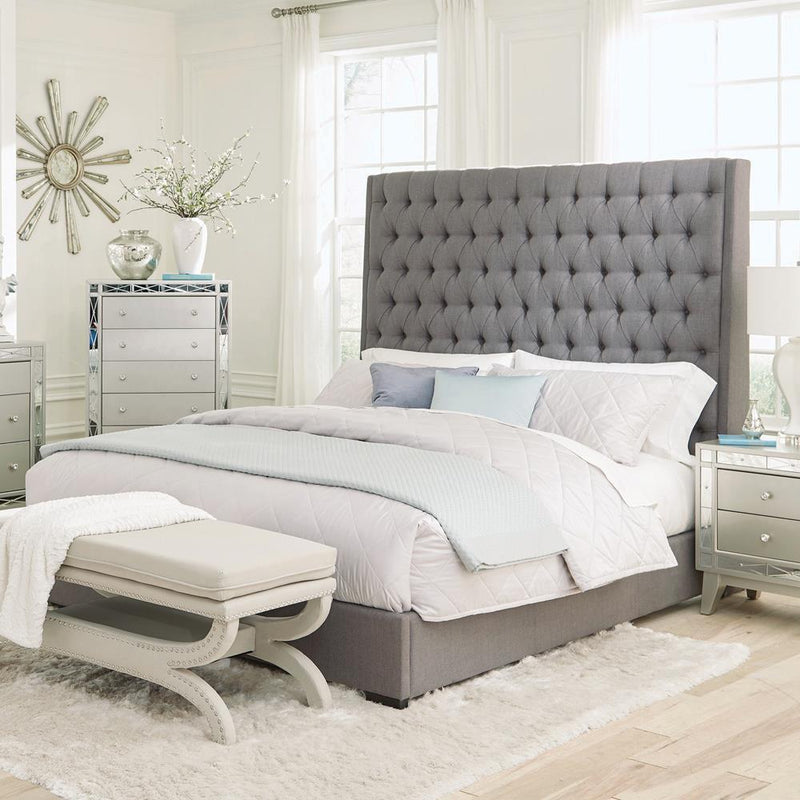 Camille Grey Upholstered King Bed - Austin's Furniture Depot (Austin,TX)