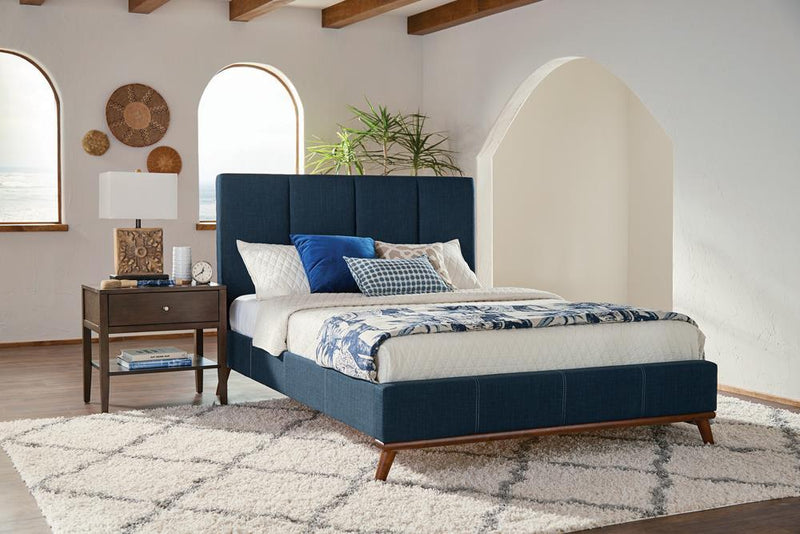 Charity Blue Upholstered Queen Bed - Austin's Furniture Depot (Austin,TX)