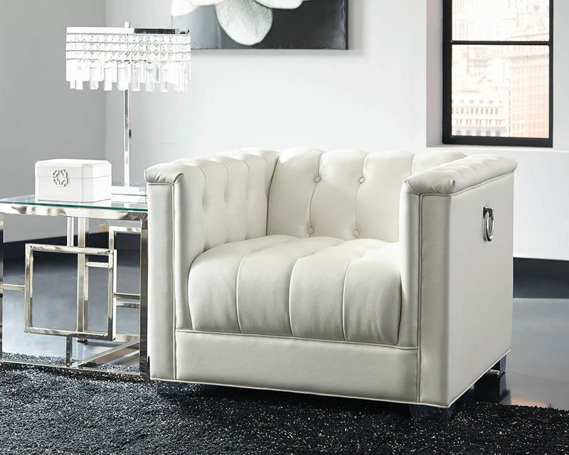 Chaviano Contemporary White Chair - Austin's Furniture Depot (Austin,TX)