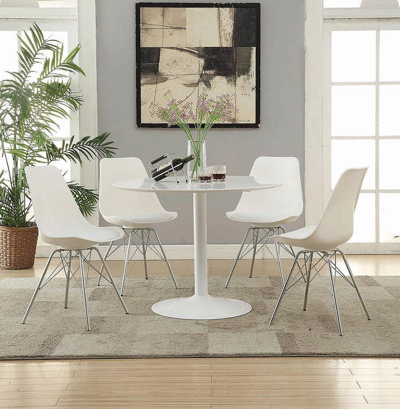 Lowry Mid Century Modern White Round Dining Table - Austin's Furniture Depot (Austin,TX)