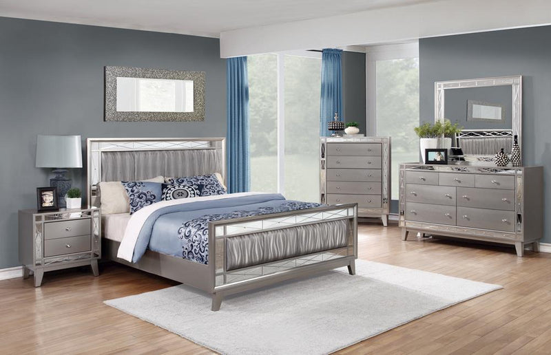 Leighton Contemporary Metallic Queen Bed - Austin's Furniture Depot (Austin,TX)