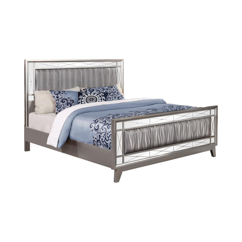 Leighton Contemporary Metallic Queen Bed - Austin's Furniture Depot (Austin,TX)