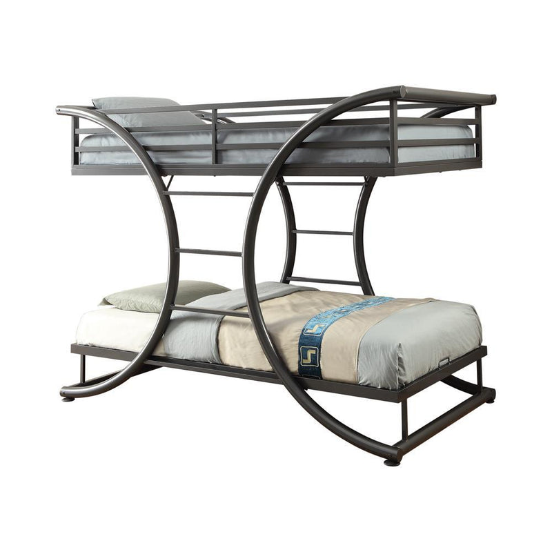 Stephan Contemporary Gunmetal Twin over Twin Bunk Bed - Austin's Furniture Depot (Austin,TX)