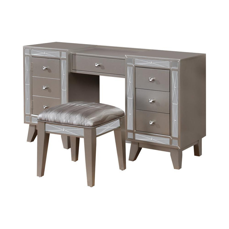 Leighton Contemporary Vanity Desk and Stool - Austin's Furniture Depot (Austin,TX)