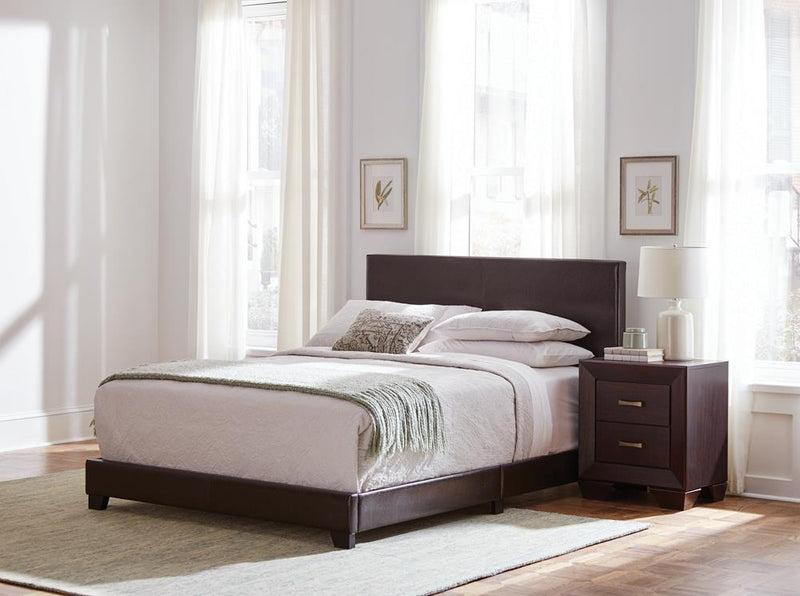 Dorian Brown Faux Leather Upholstered Full Bed