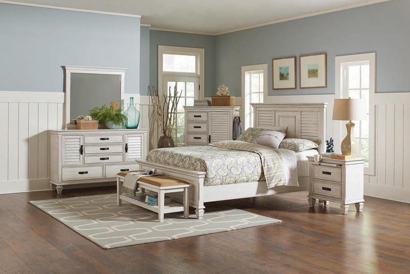 Franco Antique White Eastern King Bed - Austin's Furniture Depot (Austin,TX)