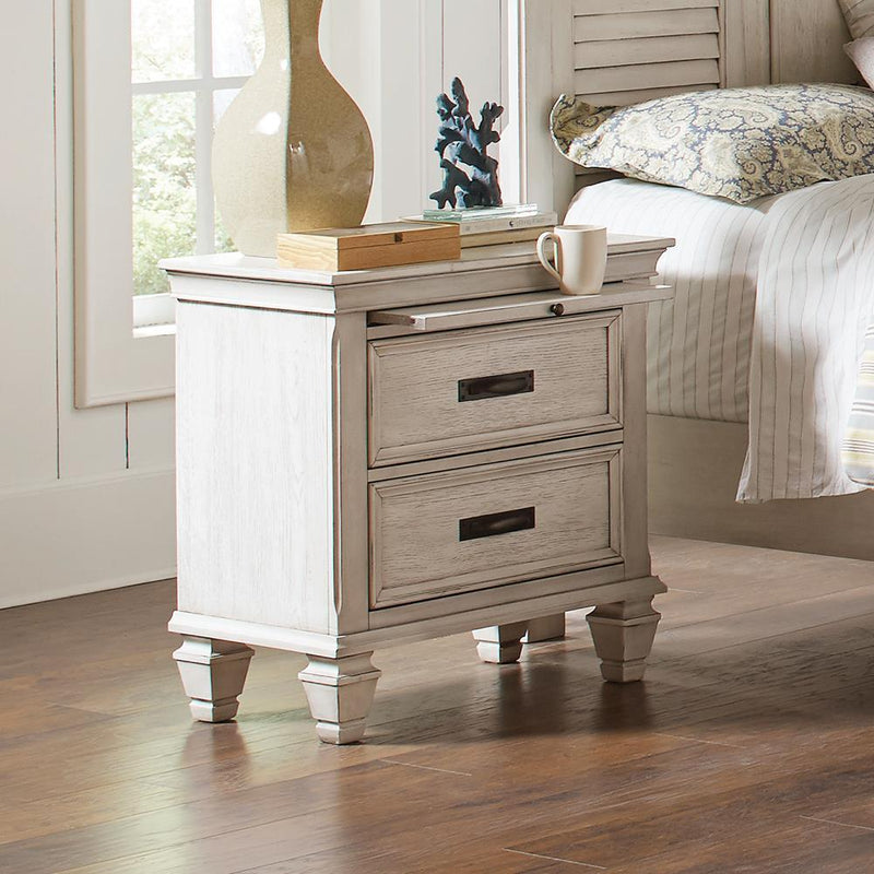 Franco Antique White Two Drawer Nightstand With Tray - Austin's Furniture Depot (Austin,TX)